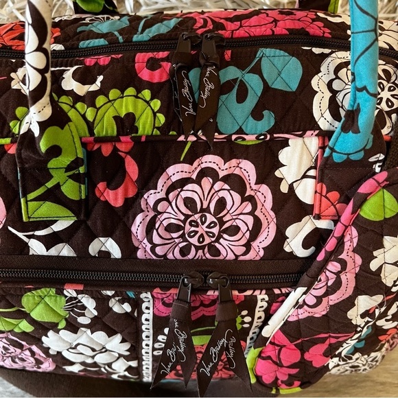 VERA BRADLEY Lola Weekender Trolly Sleeve Travel Bag Carry On Brown Orange 2012 - Picture 4 of 14